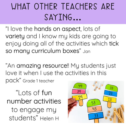 1st Grade Number Sense Math Centers / Hands-on Place Value activities