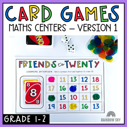 Maths Card Games for Grade 1 and 2 | Version 1