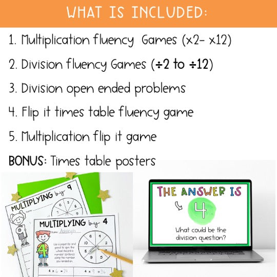 Multiplication & Division Fluency BUNDLE | Math Centres | Grades 3-4