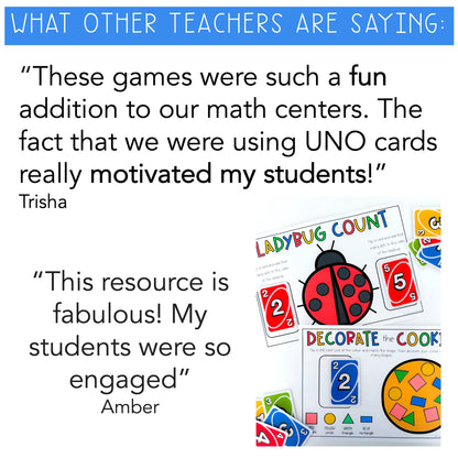 UNO Math Games BUNDLE - Preschool (Versions 1 &2)