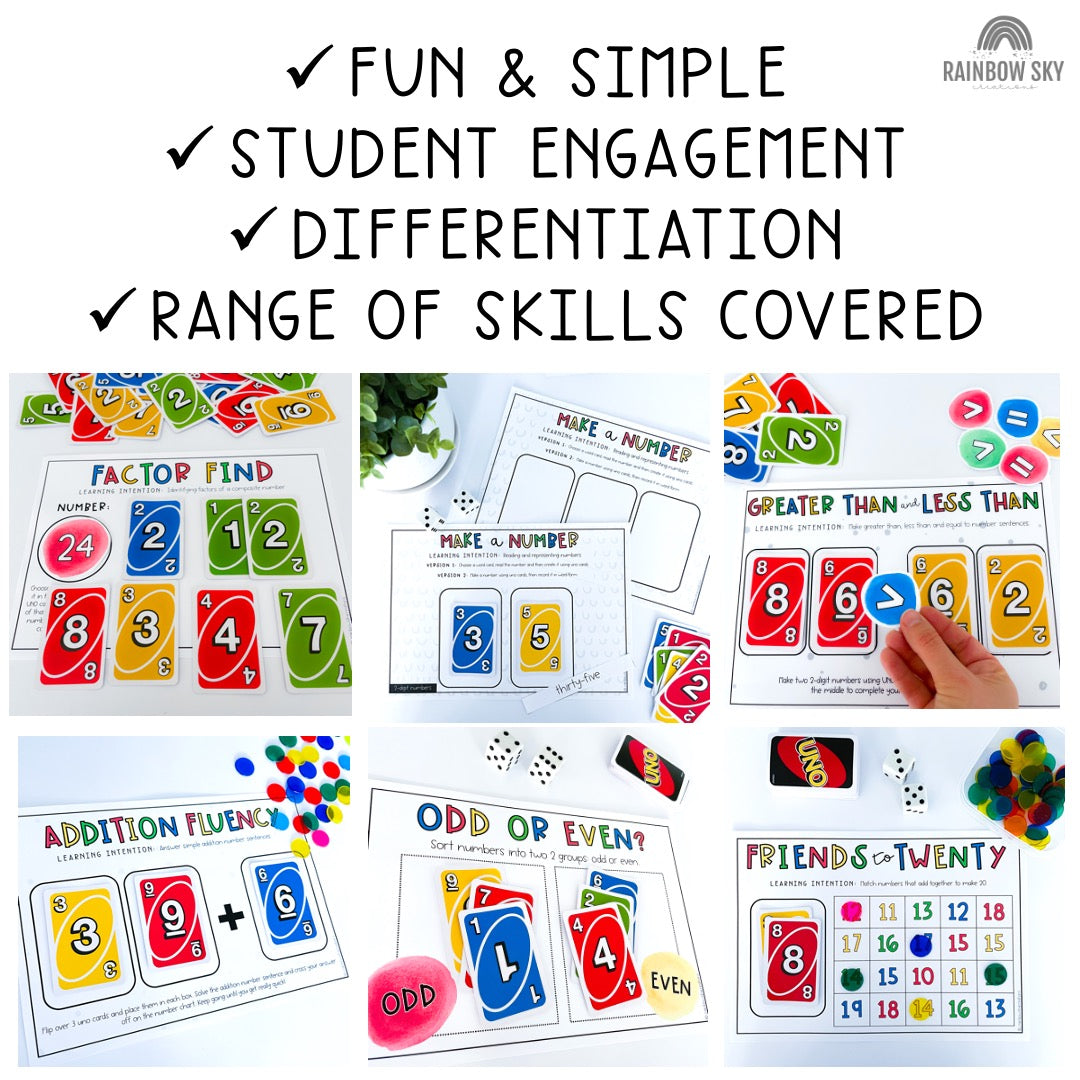 UNO Card Games MEGA BUNDLE | Math Centres | Kindergarten - Grade 6