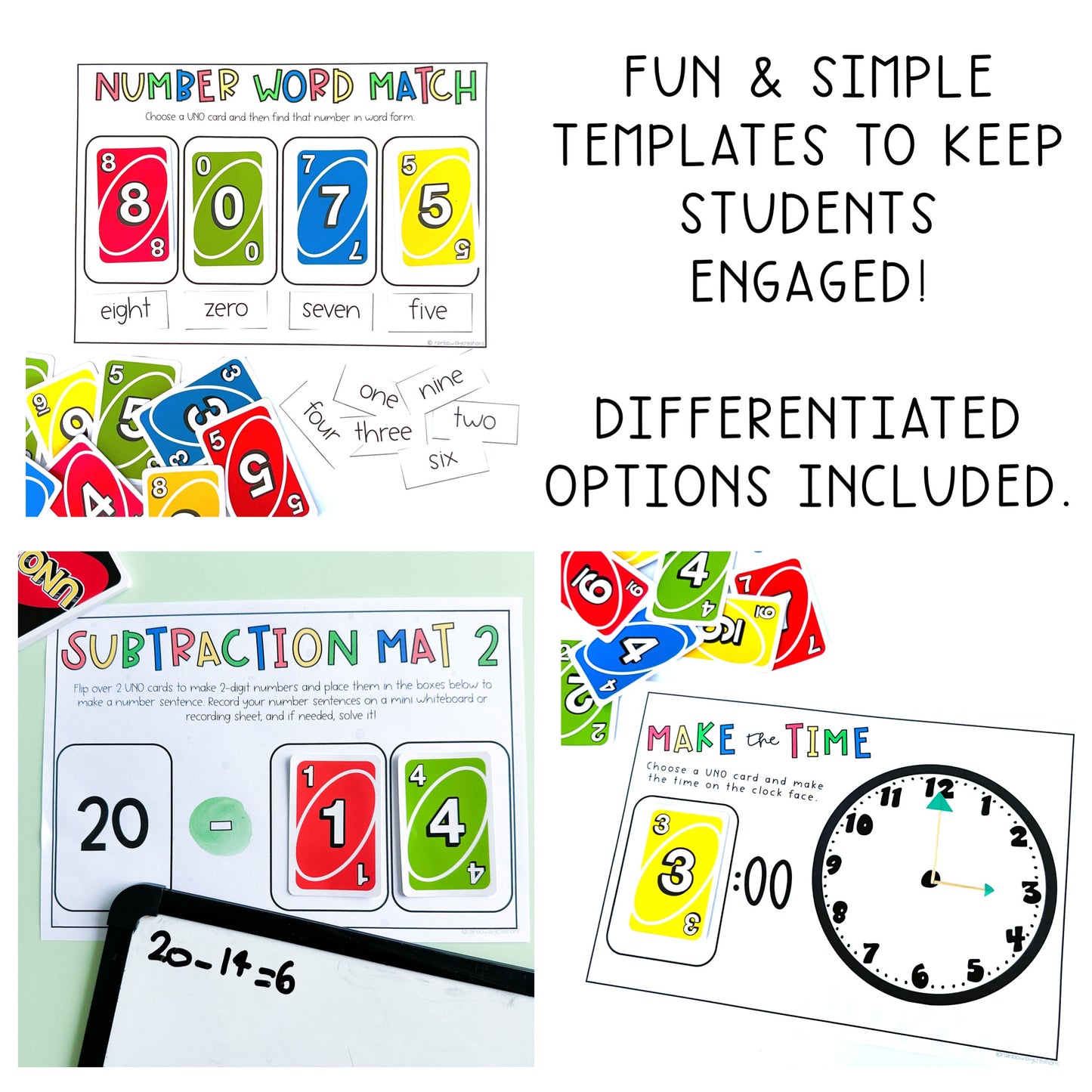 Uno Math Games BUNDLE - Kindergarten (Versions 1,2,3 & 4)