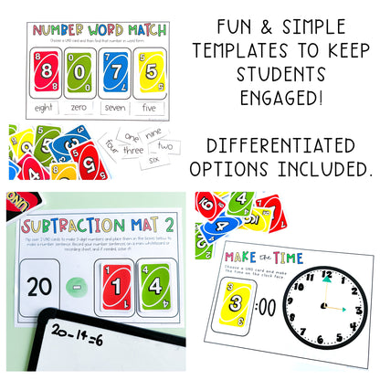 Uno Math Games BUNDLE - Kindergarten (Versions 1,2,3 & 4)