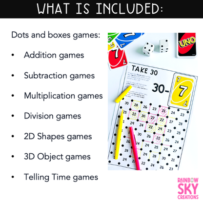 Dots and Boxes MEGA Bundle: Math Operations - Time - 2D Objects - 3D Shapes