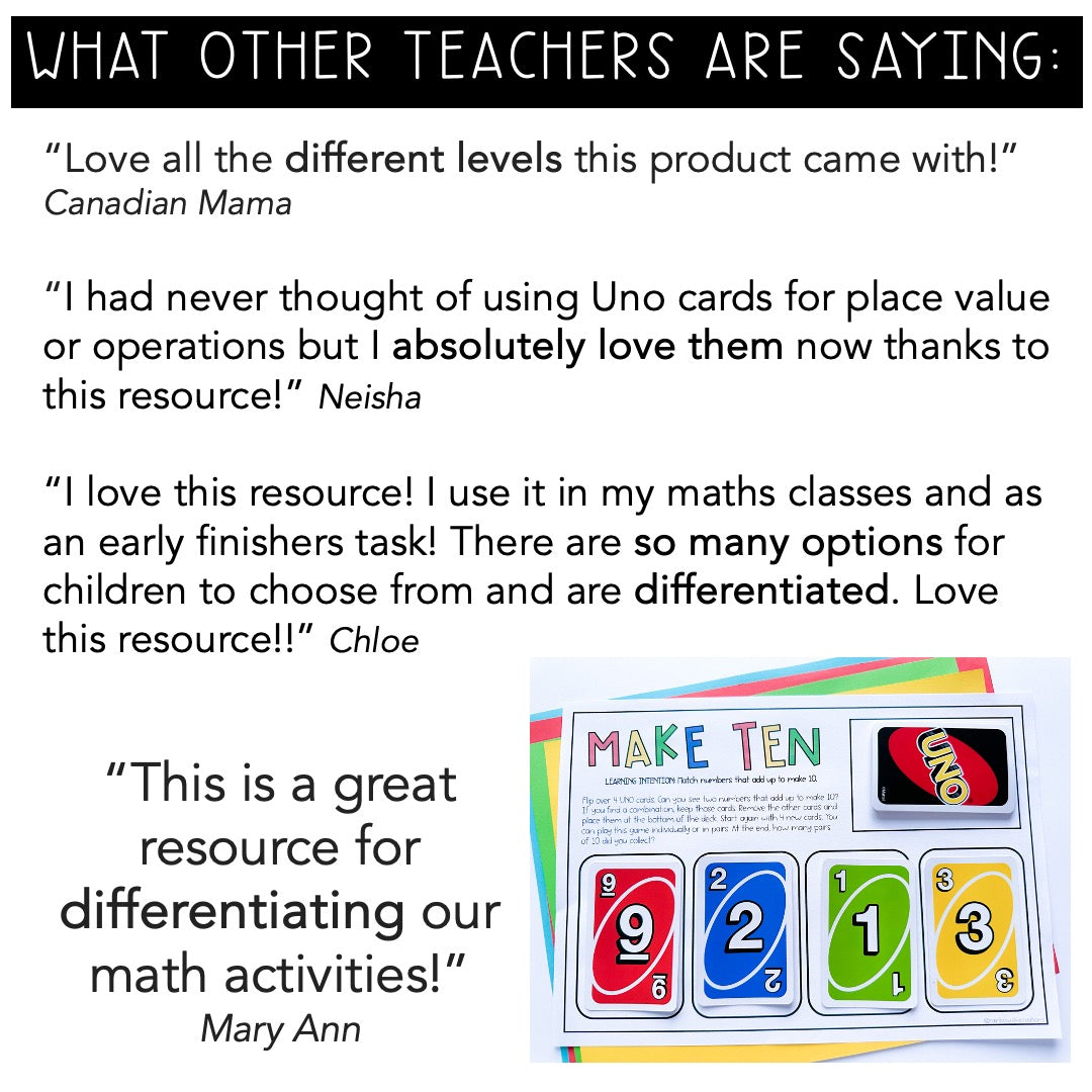 UNO Card Games MEGA BUNDLE | Math Centres | Kindergarten - Grade 6