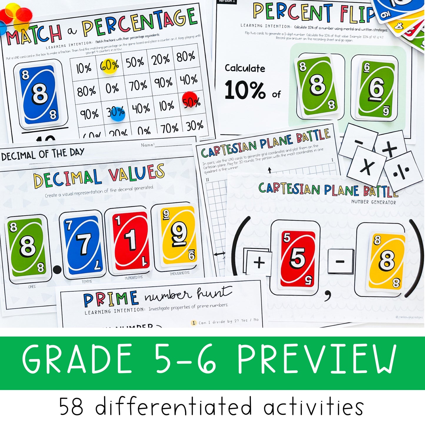 UNO Math Games ULTIMATE MEGA BUNDLE - Kindergarten to Grade 6 (Version 1,2,3& 4)