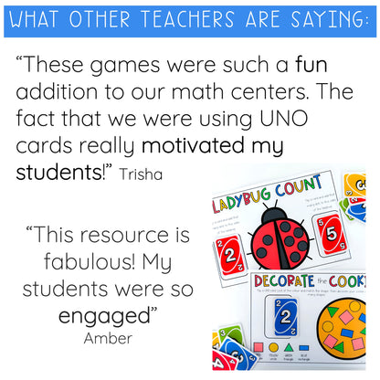 UNO Math Games BUNDLE - Preschool (Versions 1,2,3)