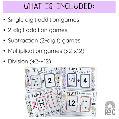 Flip It Fluency Games BUNDLE - Addition, Subtraction, Multiplication & Division