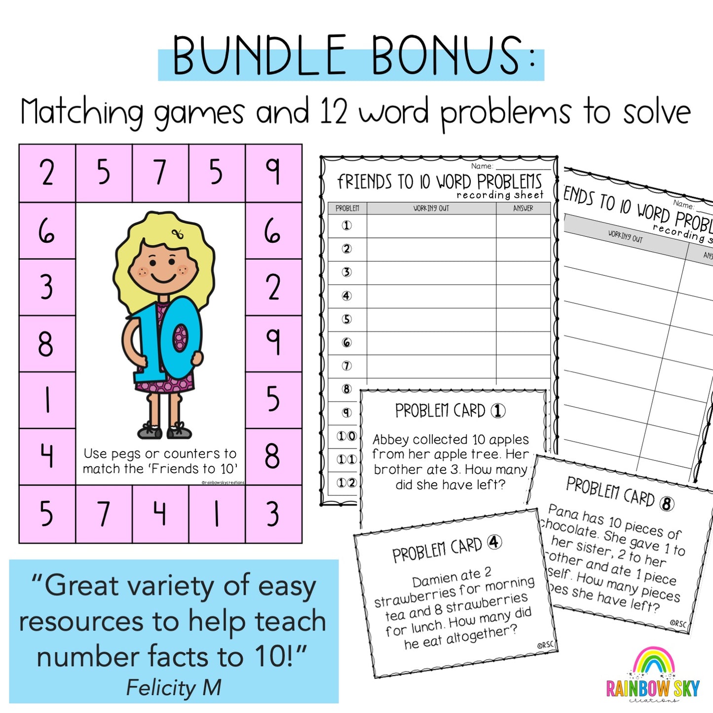 Friends To 10 BUNDLE | Addition & Subtraction | Worksheets, Centres & Activities