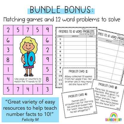 Friends To 10 BUNDLE | Addition & Subtraction | Worksheets, Centres & Activities