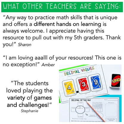 UNO Card Games BUNDLE | Math Centres | Grades 5-6 [VERSIONS 1, 2 & 3]