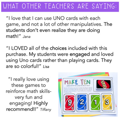 UNO Math Games BUNDLE - Grades 1-2 (Versions 1,2,3 & 4)