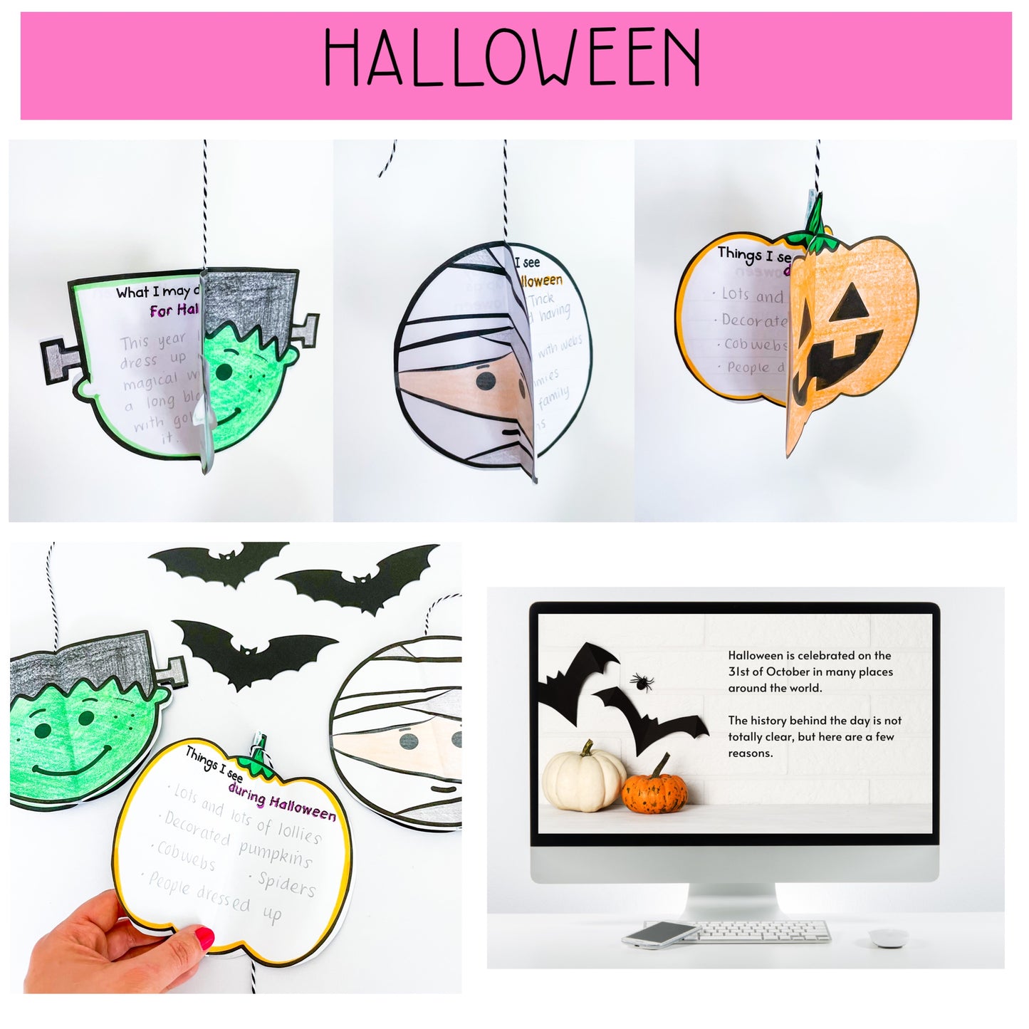 3D Seasonal Craft BUNDLE Year Long Bulletin Board Activities - Writing Activities