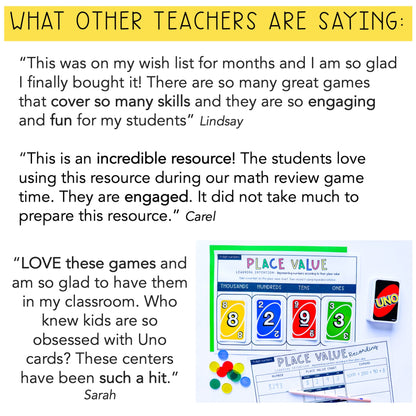 Uno Math Games BUNDLE - Grades 3-4 (Versions 1,2,3 & 4)