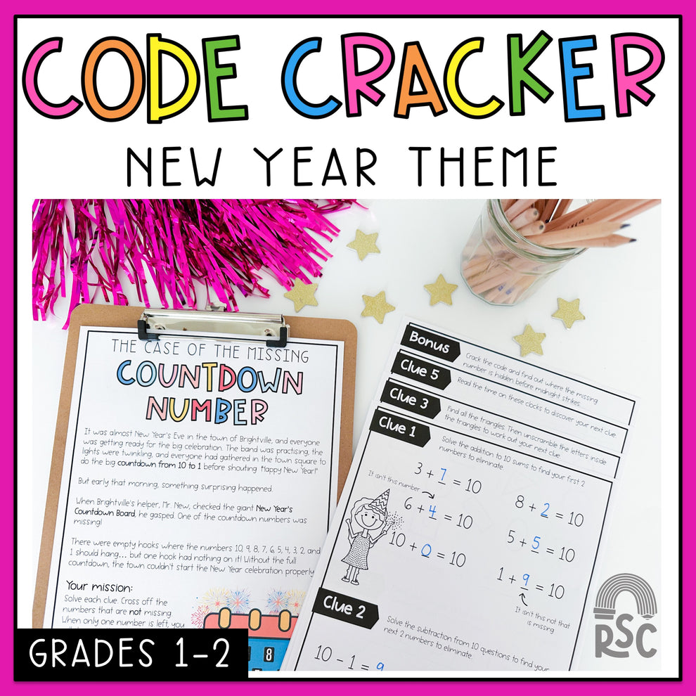 New Years Math Code Cracker - Escape Room (Grade 1-2) – Rainbow Sky ...