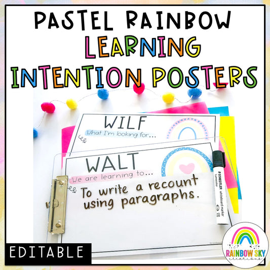 Editable Learning Intention Posters [Pastel Rainbow Theme]