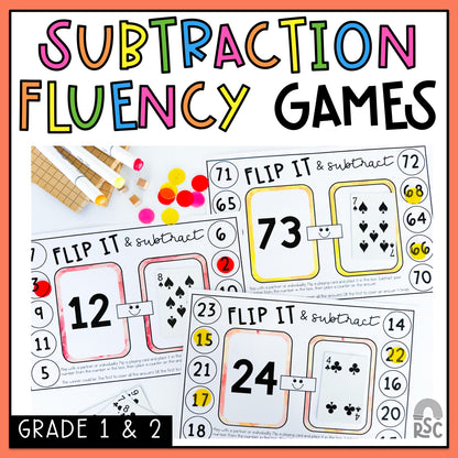 Subtraction Flip It  Games - Subtraction Math Centres