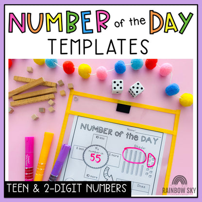 Number Of The Day Templates | Teen & 2-Digit Number Sense