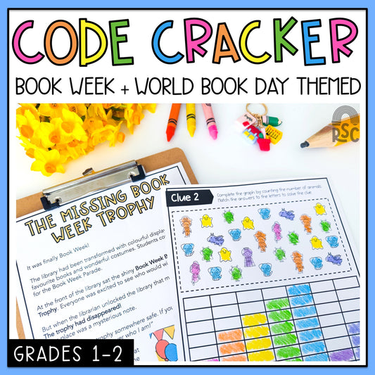 Book Week Math Code Cracker - Grade 1 & 2 Reading Escape Room