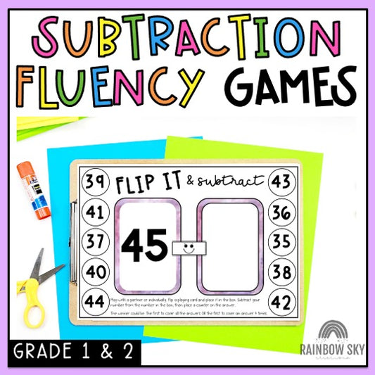 Subtraction Fluency Games | Flip It Games | Subtraction Math Centres