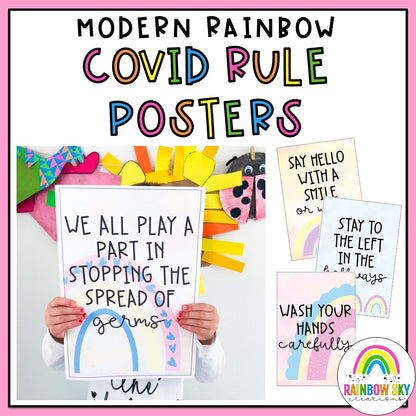 COVID 19 Rule Posters | Germ Posters [Pastel Rainbow Theme]