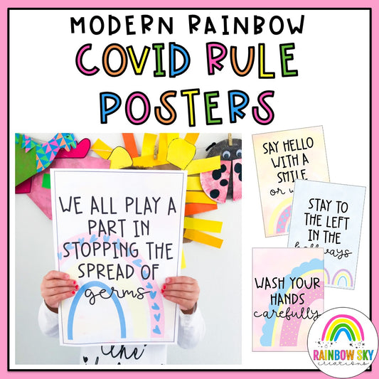 COVID 19 Rule Posters | Germ Posters [Pastel Rainbow Theme]