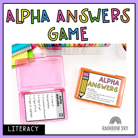 Alpha Answers Game | Vocabulary Game | Years 3, 4, 5, 6