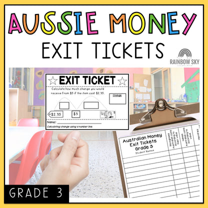 Australian Money Exit Tickets | Exit Slips | Maths Assessment | Year 3