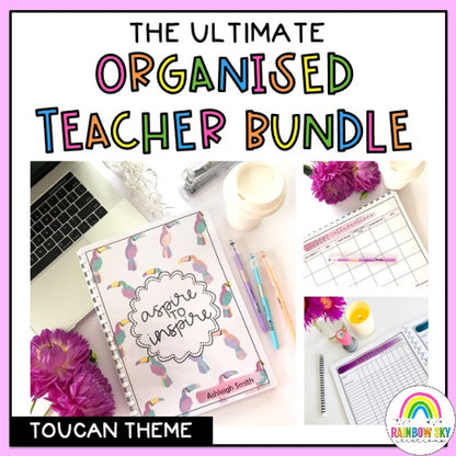 Australian Organised Teacher BUNDLE | Planner, PD Diary & Assessment Book [Toucan Theme]