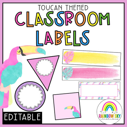 Editable Labels | Classroom Labels | Name Tags [Toucan Theme]