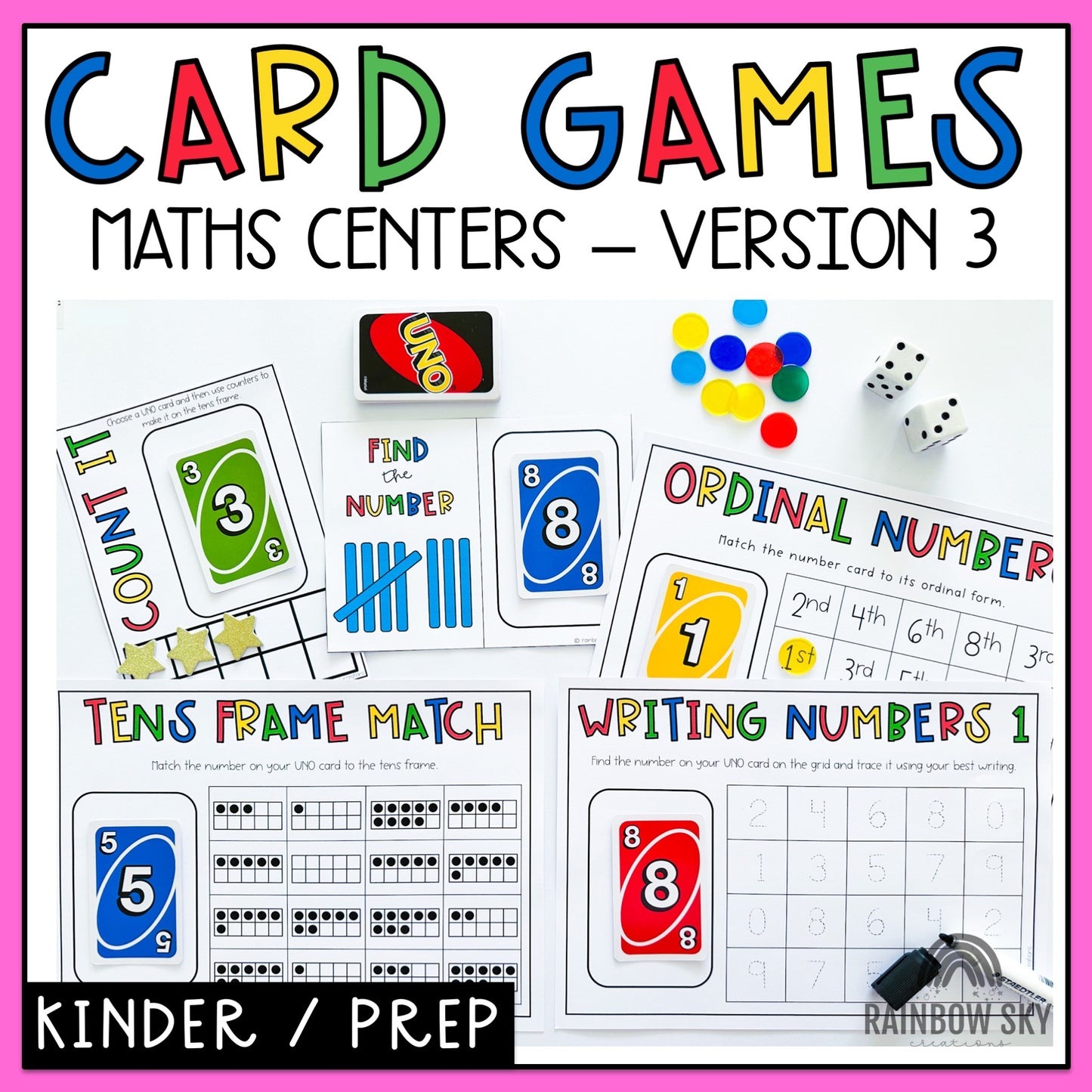 UNO Card Games | Math Centres | Kindergarten, Foundation, Prep [VERSION 3]