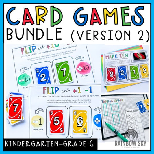 UNO Card Games BUNDLE | Math Centres | Kindergarten - Grade 6 [VERSION 2]