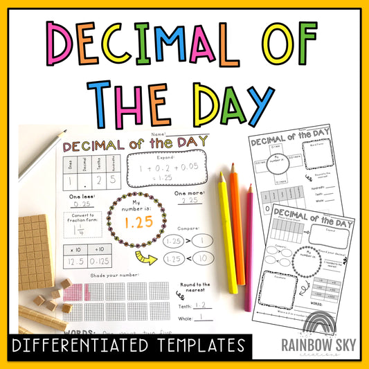 Decimal Of The Day Templates | Tenths, Hundredths, Thousandths