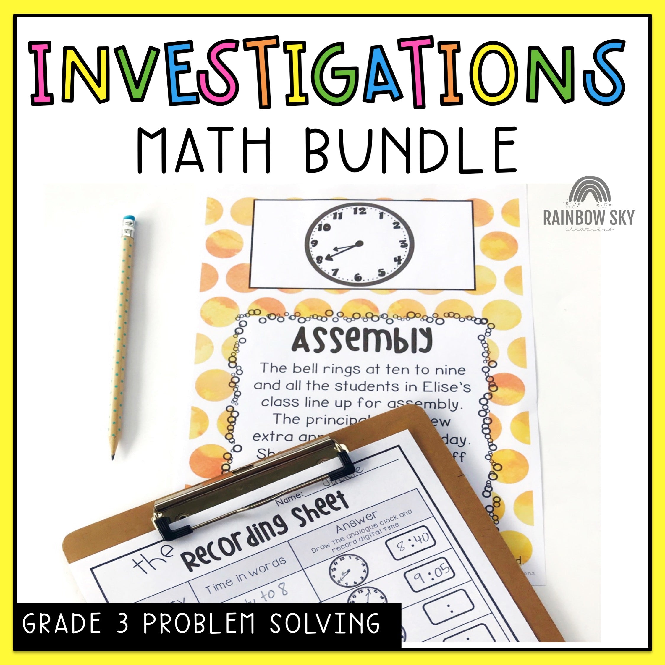 Kids Investigating Math Math Investigations BUNDLE :Scavenger Hunt (Grade 3) โ Rainbow Sky ...
