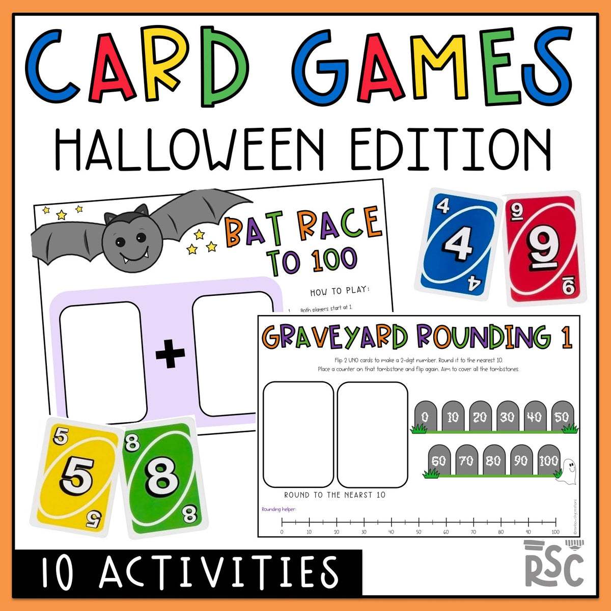 Halloween UNO Math Games - All Grades