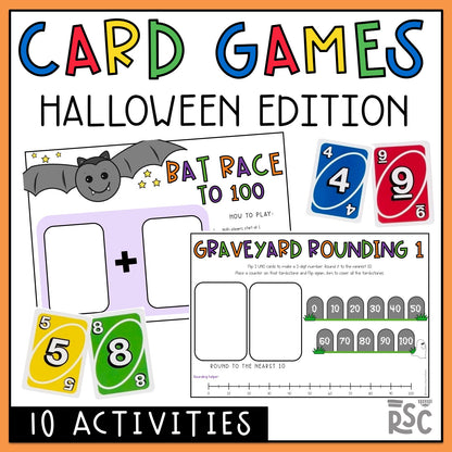 Halloween UNO Math Games - All Grades