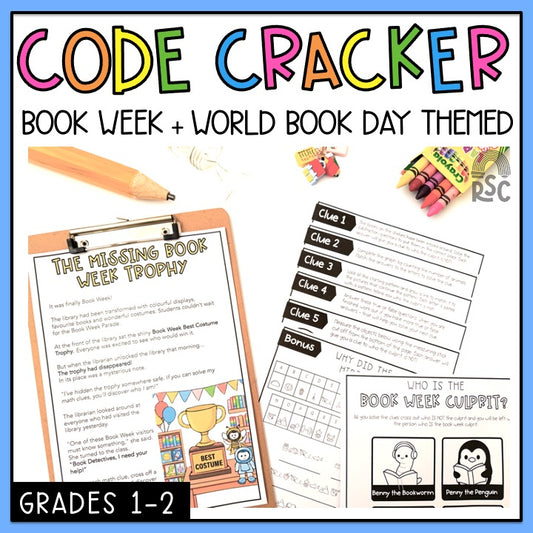 Book Week Math Code Cracker - Grade 1 & 2 Reading Escape Room