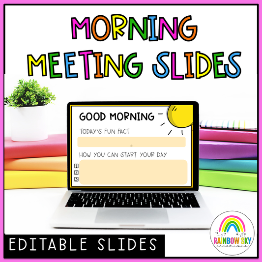 Morning Meeting Digital Teacher Slides | Editable Start/End of Day Slides