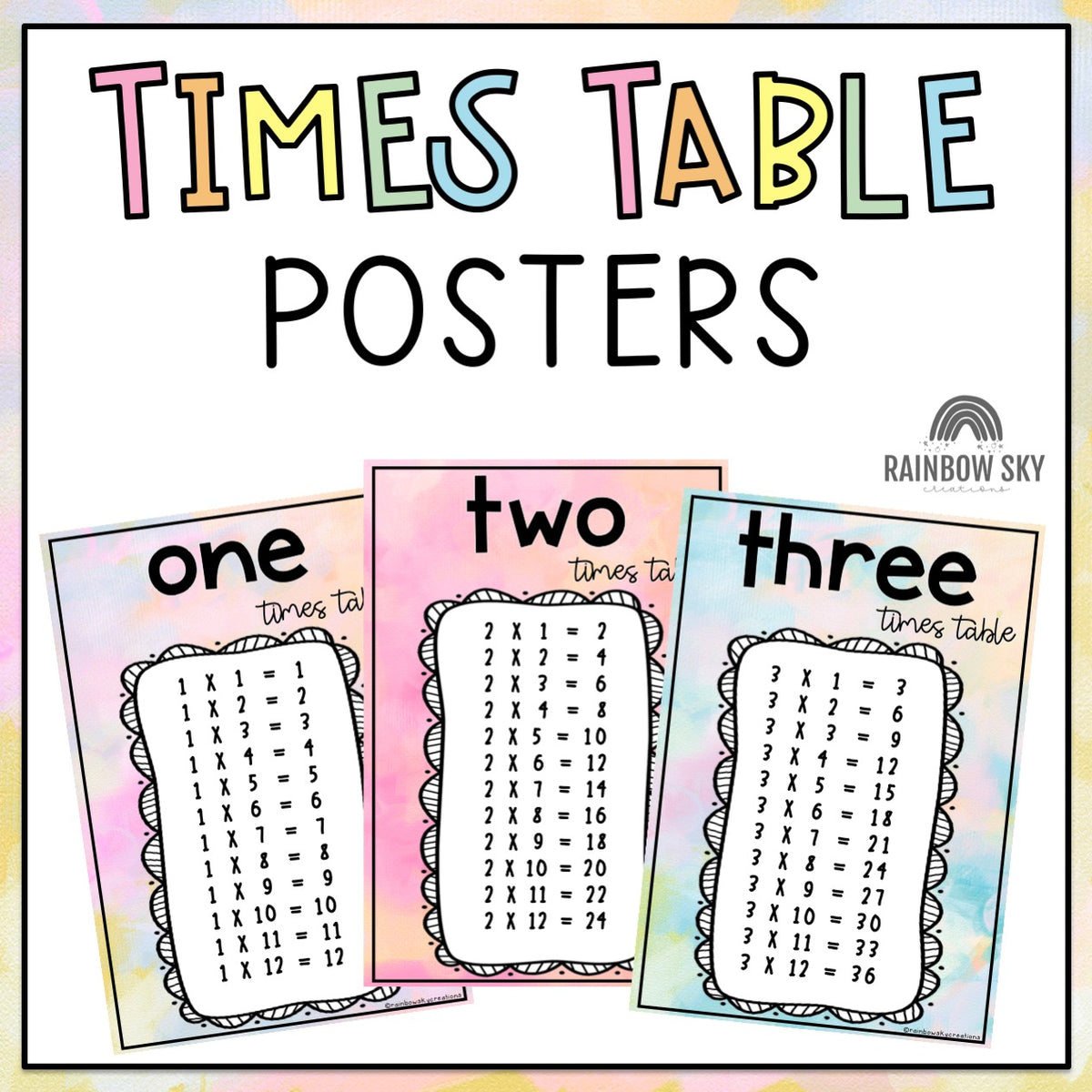 Stable Table Poster Times Table Posters - Multiplication Posters (Pastel Theme) – Rainbow ...