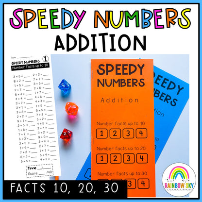 Speedy Numbers Booklet | Addition | Facts Up To 10, 20, 30