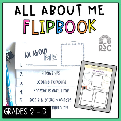 All About Me Flipbook - First Day of School Australia Year 2 and 3