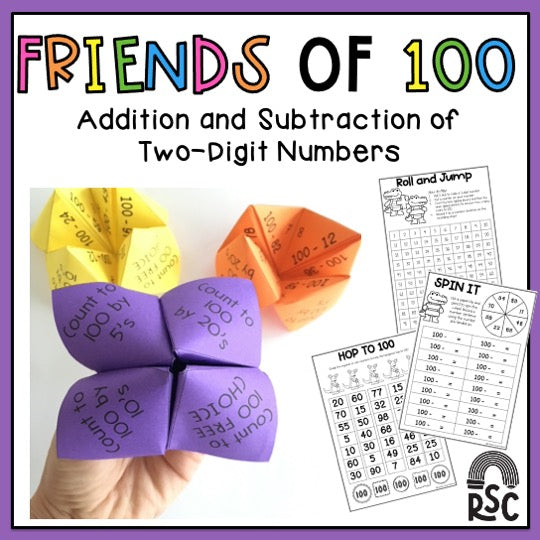 Addition & Subtraction Of 2-Digit Numbers - Friends Of 100 Worksheets (Grade 2)
