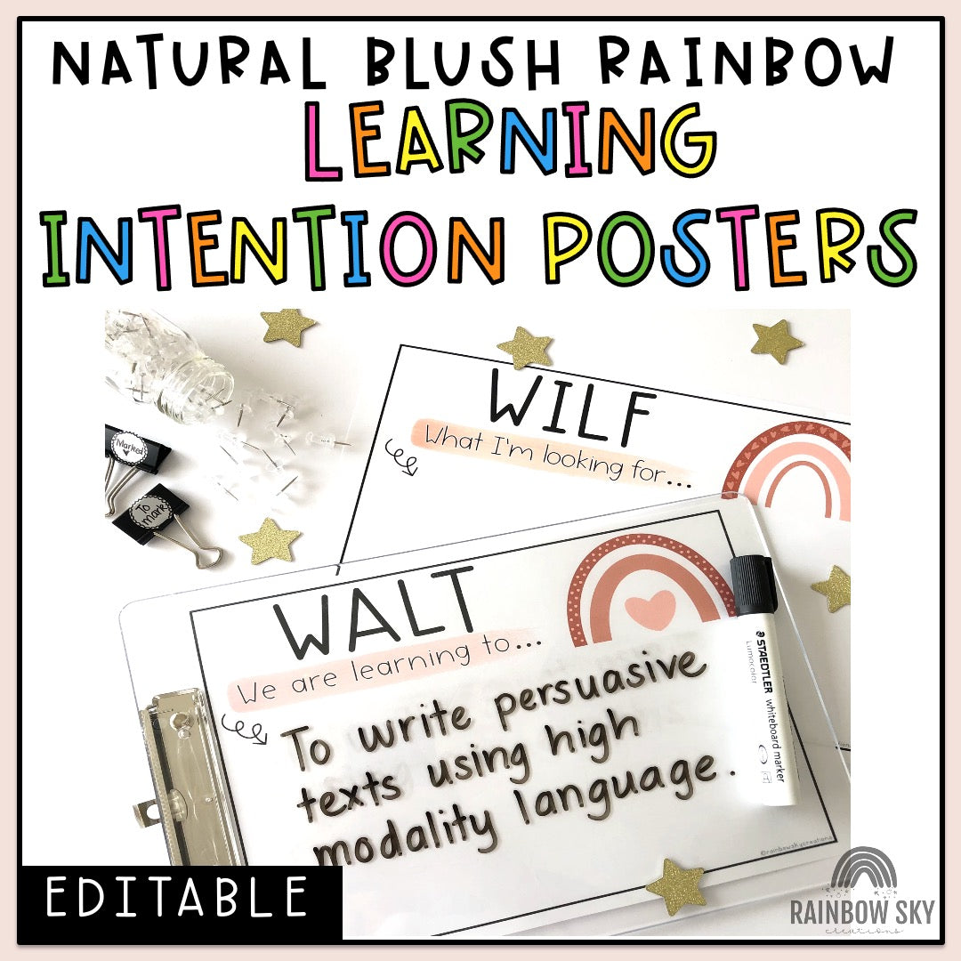 Editable Learning Intention Posters [Neutral Rainbow Theme]