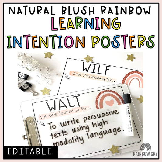 Editable Learning Intention Posters [Neutral Rainbow Theme]