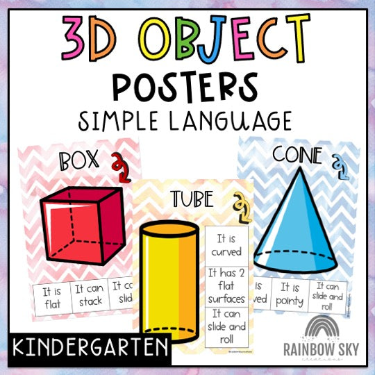 3D Objects Posters - Shapes Poster Set (Kindergarten) – Rainbow Sky ...