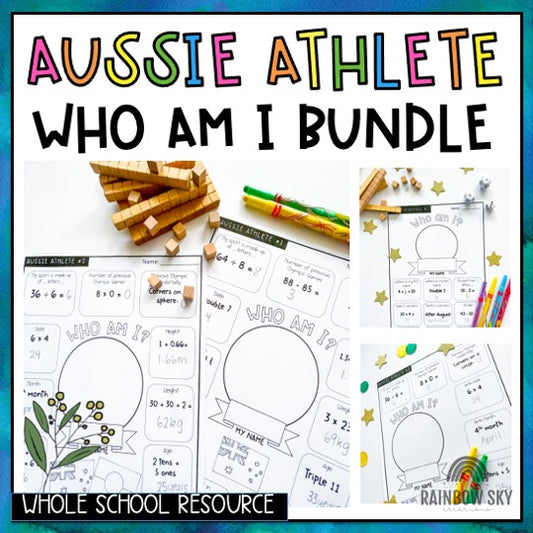 Australian Athlete WHO AM I Math BUNDLE