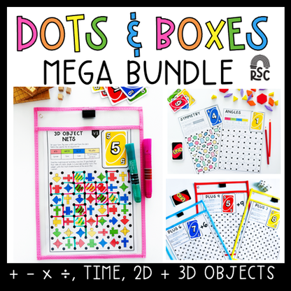 Dots and Boxes MEGA Bundle: Math Operations - Time - 2D Objects - 3D Shapes