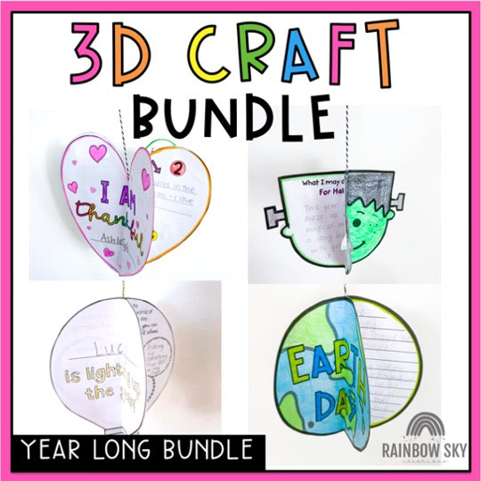 3D Seasonal Craft BUNDLE | Year Long Bulletin Board Activities | Writing Activities