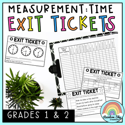 Measurement: Time Exit Tickets | Exit Slips | Math Assessment | Grades 1-2