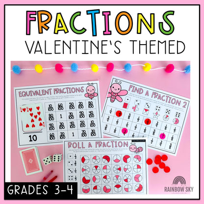 Valentine's Day Fractions Centers | February Fraction Activities